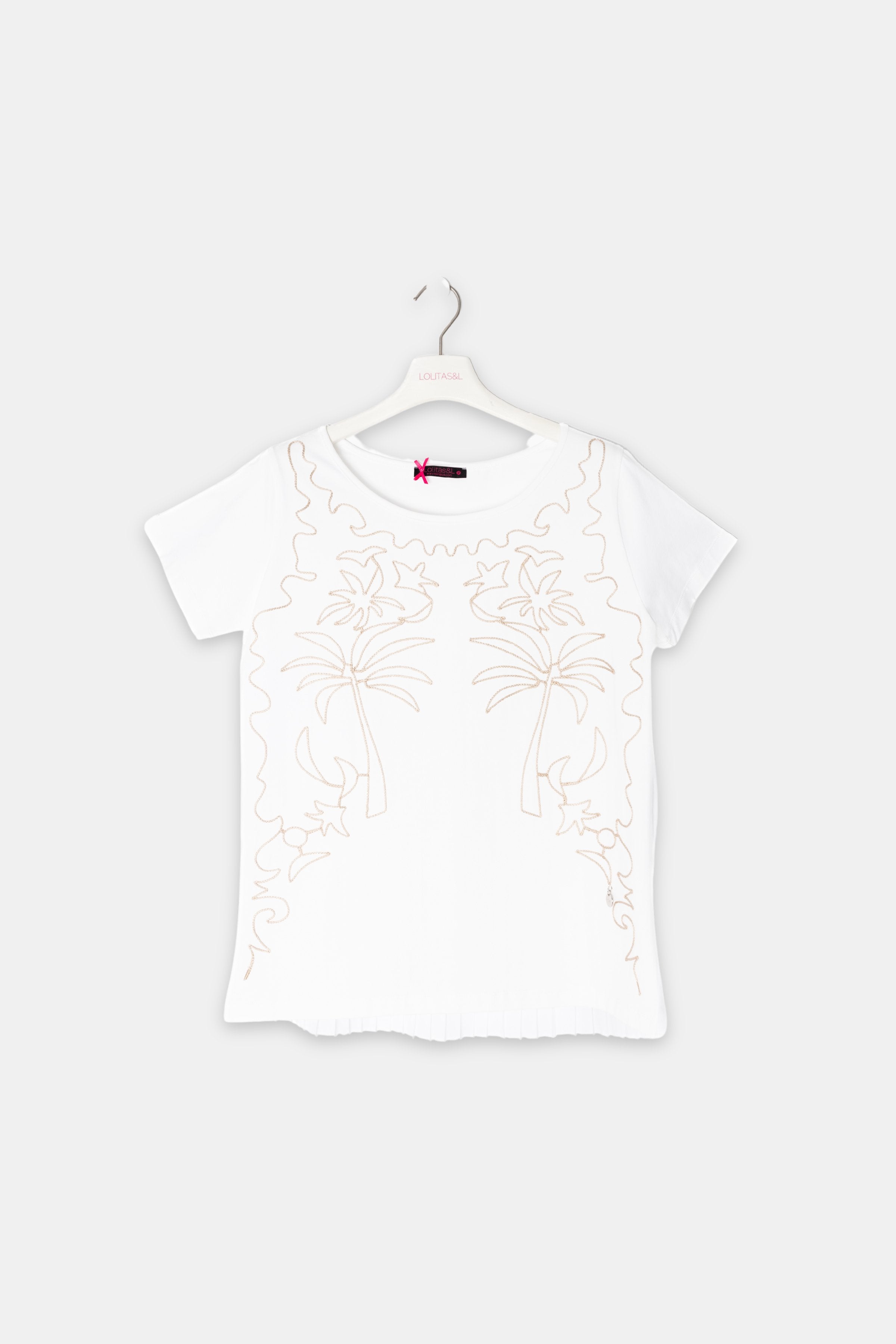 Camiseta blanca bordado oasis beige LolitasyL - lolitasyl.com