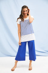 Camiseta blanca con rayas marineras ancla strass Lolitas&L - lolitasyl.com