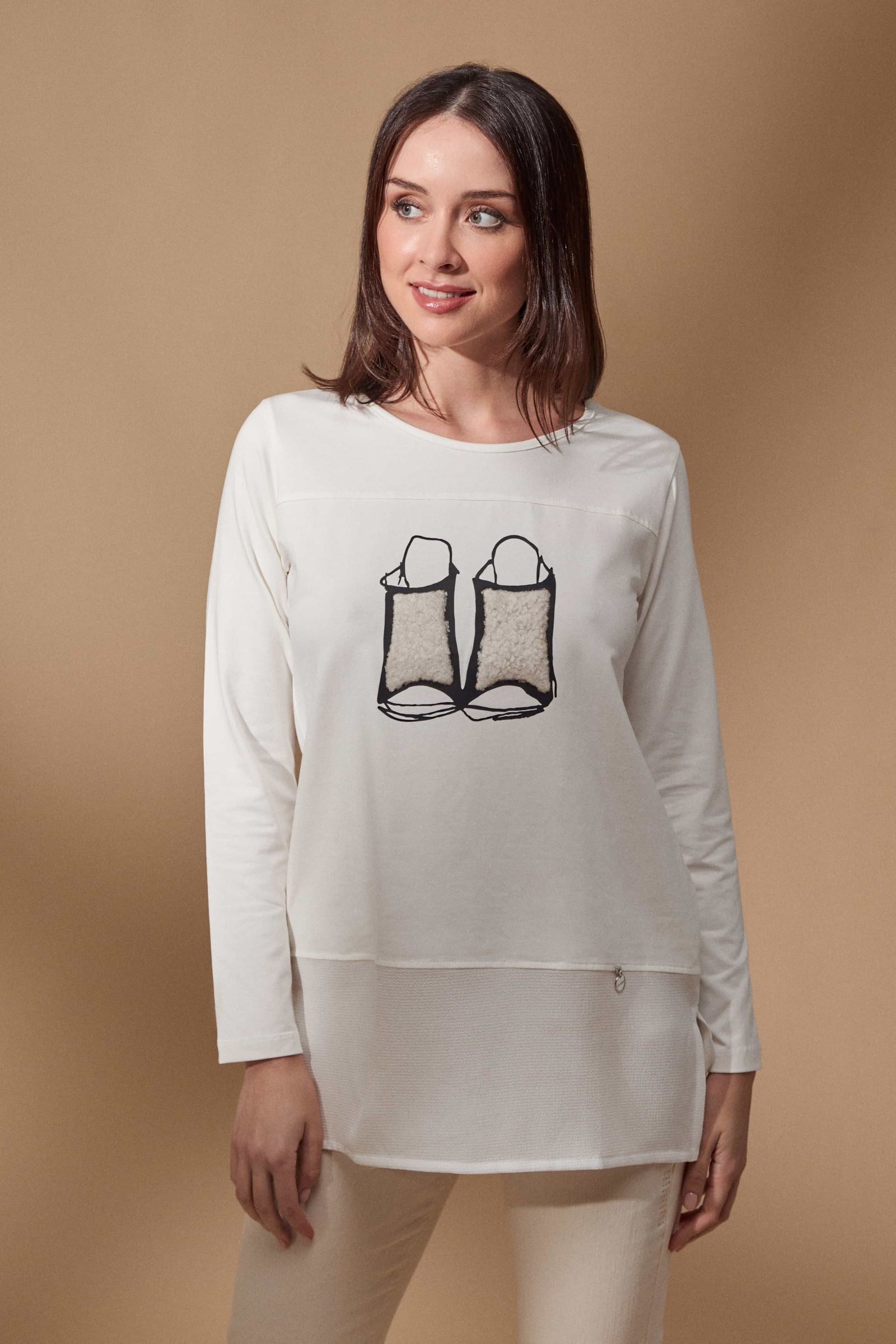 Camiseta blanca con zapatos bordados Lolitas - lolitasyl.com