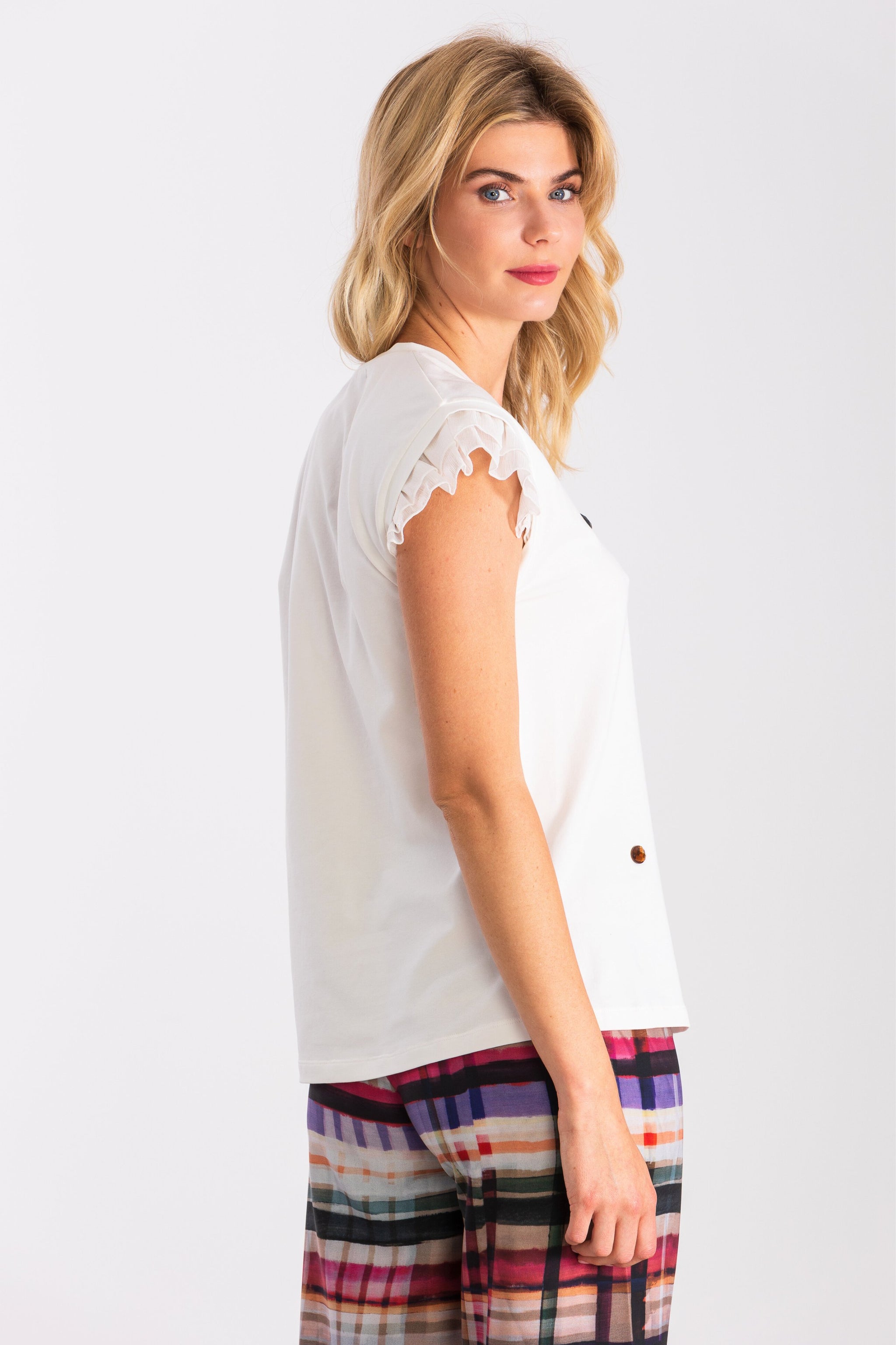 Camiseta blanca diamantes plisado mangas LolitasyL - lolitasyl.com