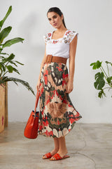 Camiseta blanca escote cuadrado bordado flores - lolitasyl.com