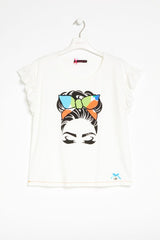 Camiseta blanca estampada con manga grogre Lolitas&L - lolitasyl.com