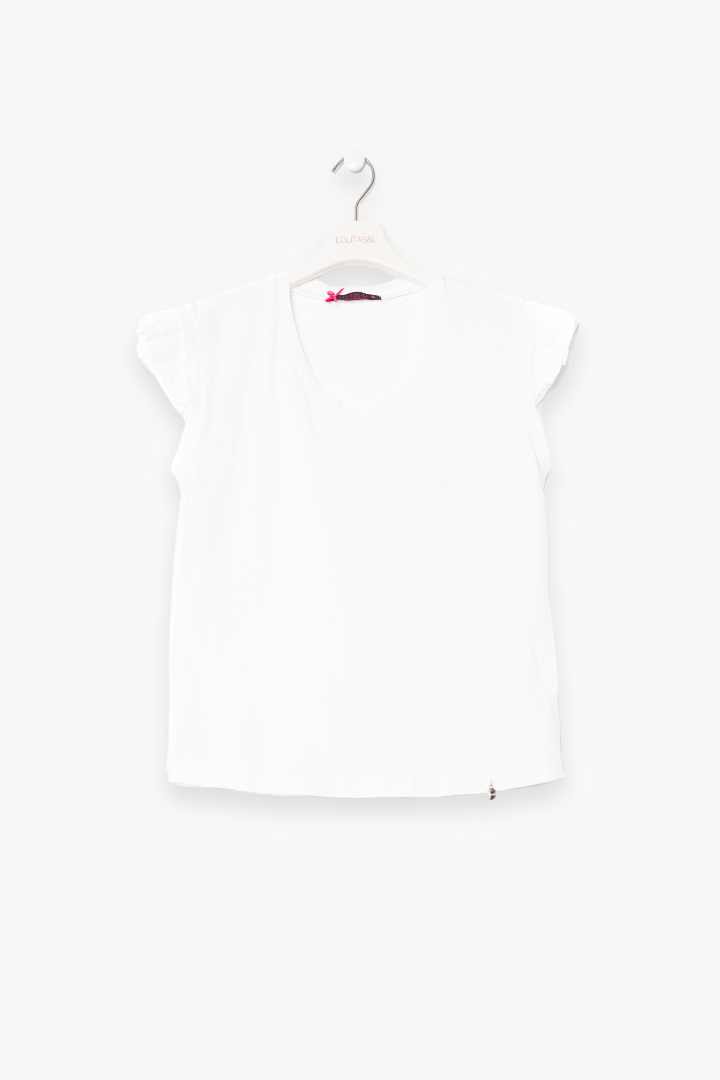 Camiseta blanca manga corta con volante grogre LolitasyL - lolitasyl.com