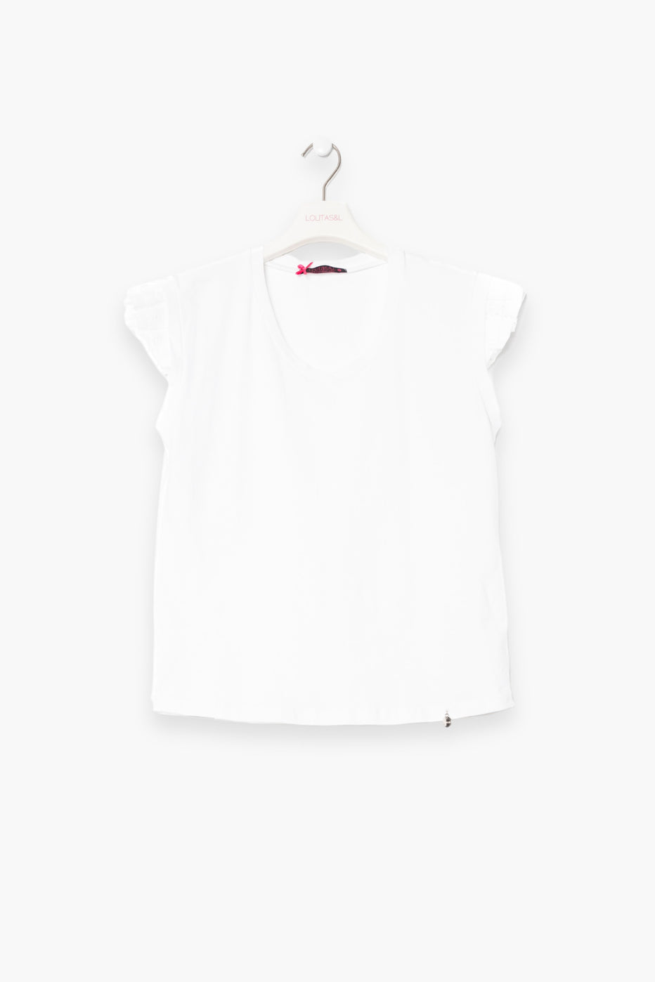 Camiseta blanca manga corta con volante grogre LolitasyL - lolitasyl.com