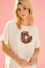 Camiseta crema verano estampado dulce - lolitasyl.com