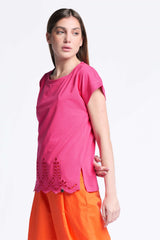 Camiseta fucsia algodon contorno bordado calado Lolitas&L - lolitasyl.com