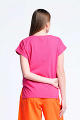 Camiseta fucsia algodon contorno bordado calado Lolitas&L - lolitasyl.com