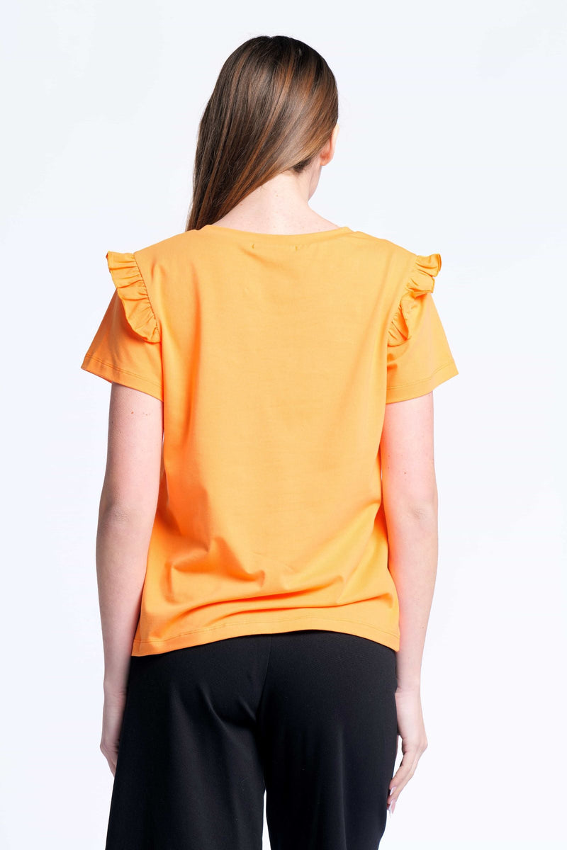 Camiseta naranja algodon bordado logo corazon Lolitas&L - lolitasyl.com