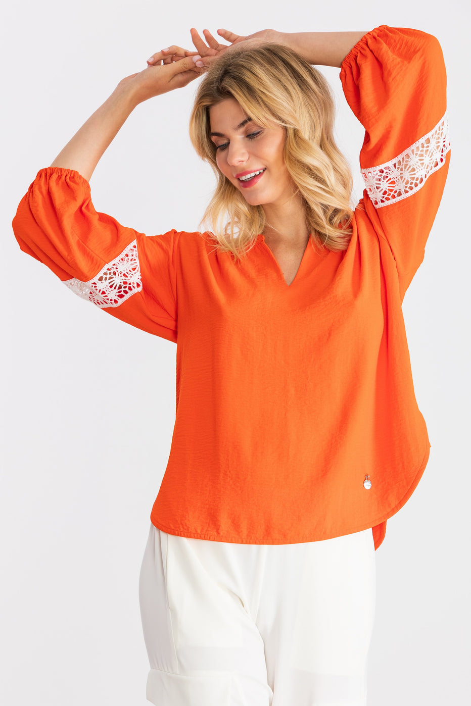 Camiseta naranja manga al codo con bordado ingles LolitasyL - lolitasyl.com