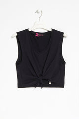 Camiseta negra corta anudada en el delantero Lolitas&L - lolitasyl.com