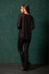 Camiseta negra lentejuelas escote en uve LolitasyL - lolitasyl.com
