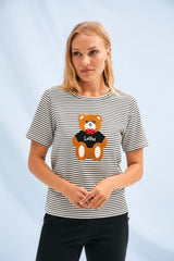 Camiseta rayas marineras con bordado osito Lolitas&L - lolitasyl.com