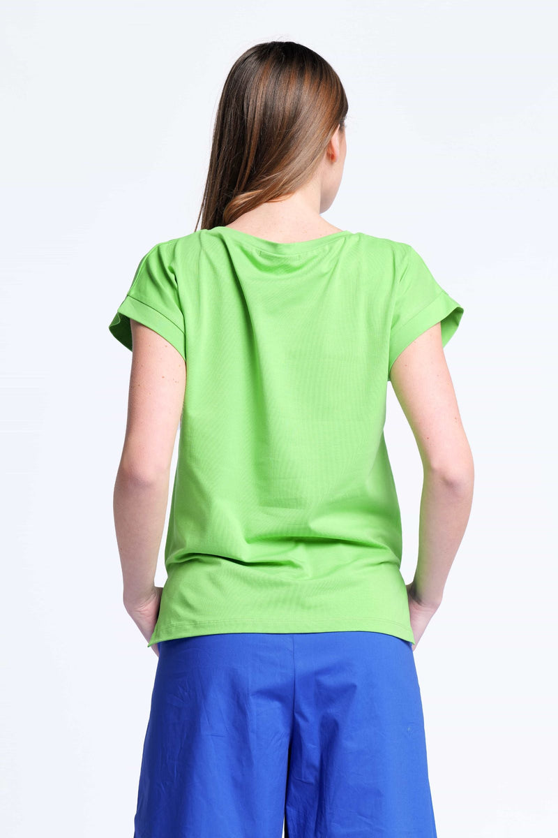 Camiseta verde algodon contorno bordado calado Lolitas&L - lolitasyl.com