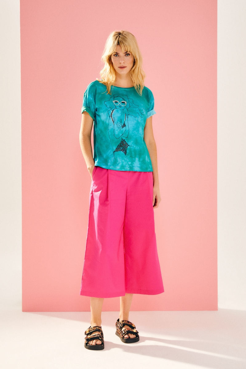 Camiseta verde turquesa Tie Dye estampado mujer lolitas - lolitasyl.com