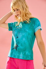 Camiseta verde turquesa Tie Dye estampado mujer lolitas - lolitasyl.com