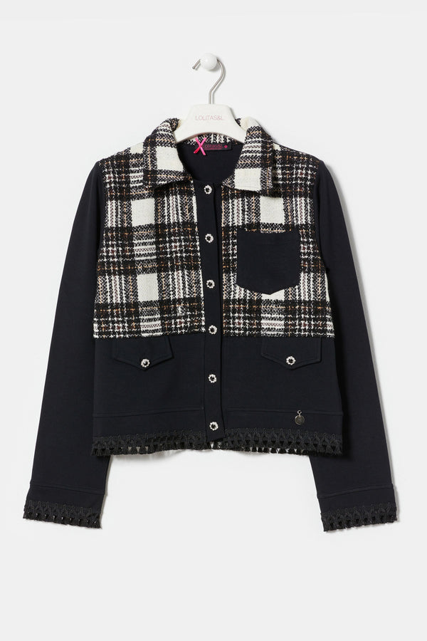 Chaqueta negra corta con cuadro escoces LolitasyL - lolitasyl.com