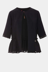 Chaqueta negra manga al codo con contorno bordado - lolitasyl.com
