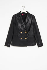 Chaqueta negra polipiel cruzada botones dorados Lolitasyl - lolitasyl.com