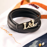 Cinturón negro polipiel estrecho logo L&L - lolitasyl.com