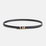 Cinturón negro polipiel estrecho logo L&L - lolitasyl.com