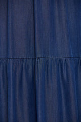 Falda azul vaquero larga fruncida cordón - lolitasyl.com