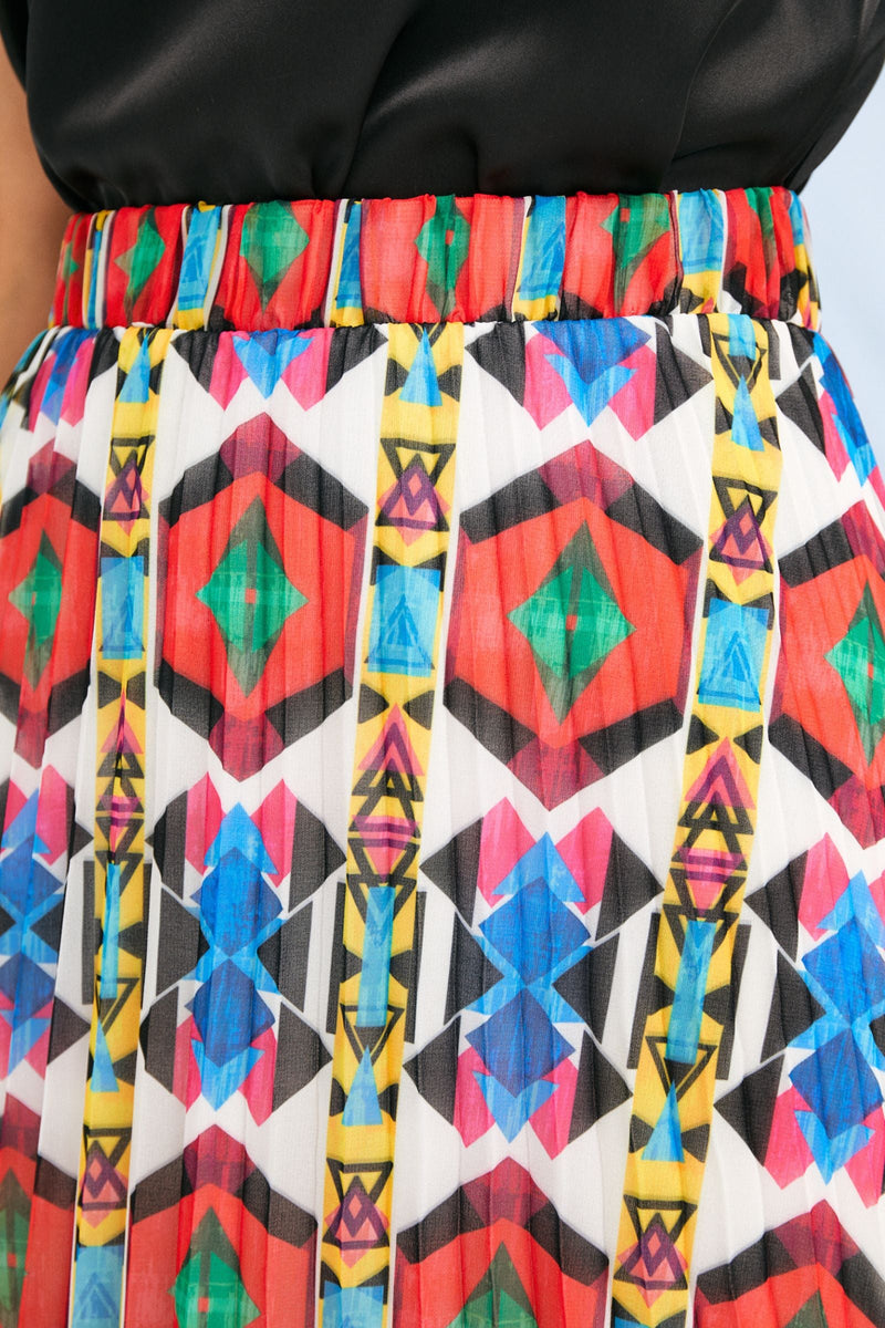Falda larga plisada con estampado etnico Lolitas&L - lolitasyl.com