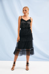 Falda negra larga en tul con plisados LolitasyL - lolitasyl.com