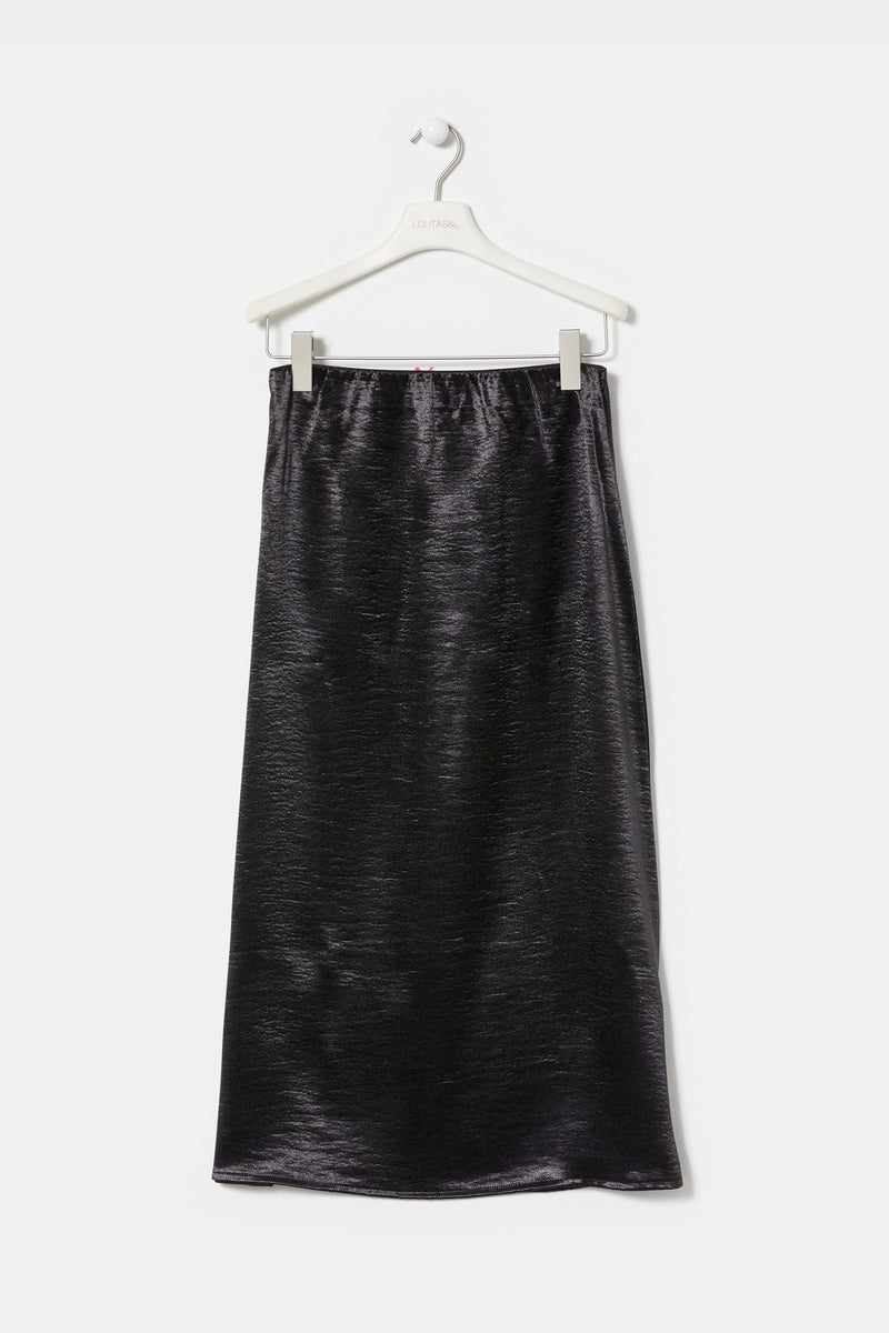 Falda negra tafetan larga con goma LolitasyL - lolitasyl.com