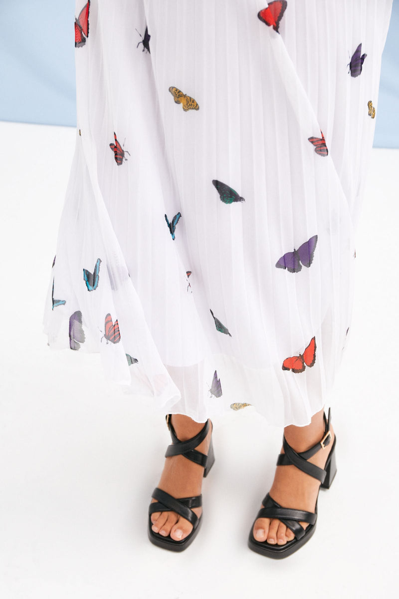 Falda plisada blanca estampado butterfly Lolitas&L - lolitasyl.com