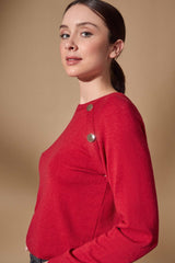 Jersey de punto rojo manga raglan con botones dorados Lolitas - lolitasyl.com