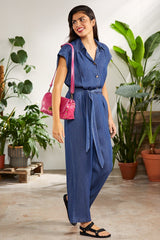 Mono azul vaquero largo camisero con cinturon - lolitasyl.com