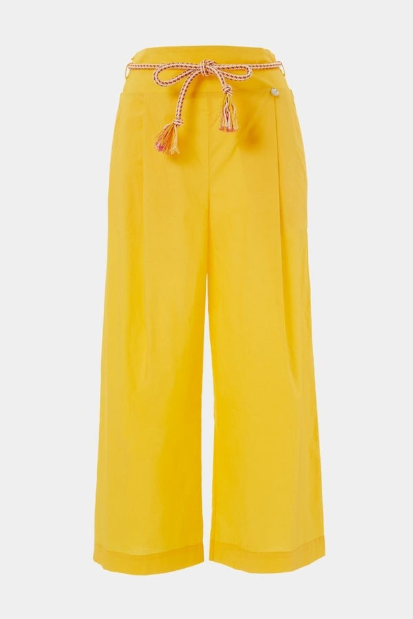 Pantalón amarillo pierna ancha pinzas con cinturón - lolitasyl.com