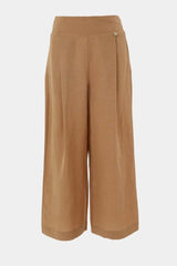 Pantalón beige ancho de pinzas elegante - lolitasyl.com