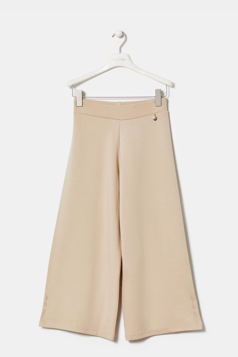 Pantalón beige con pierna ancha al tobillo Lolitas&L - lolitasyl.com