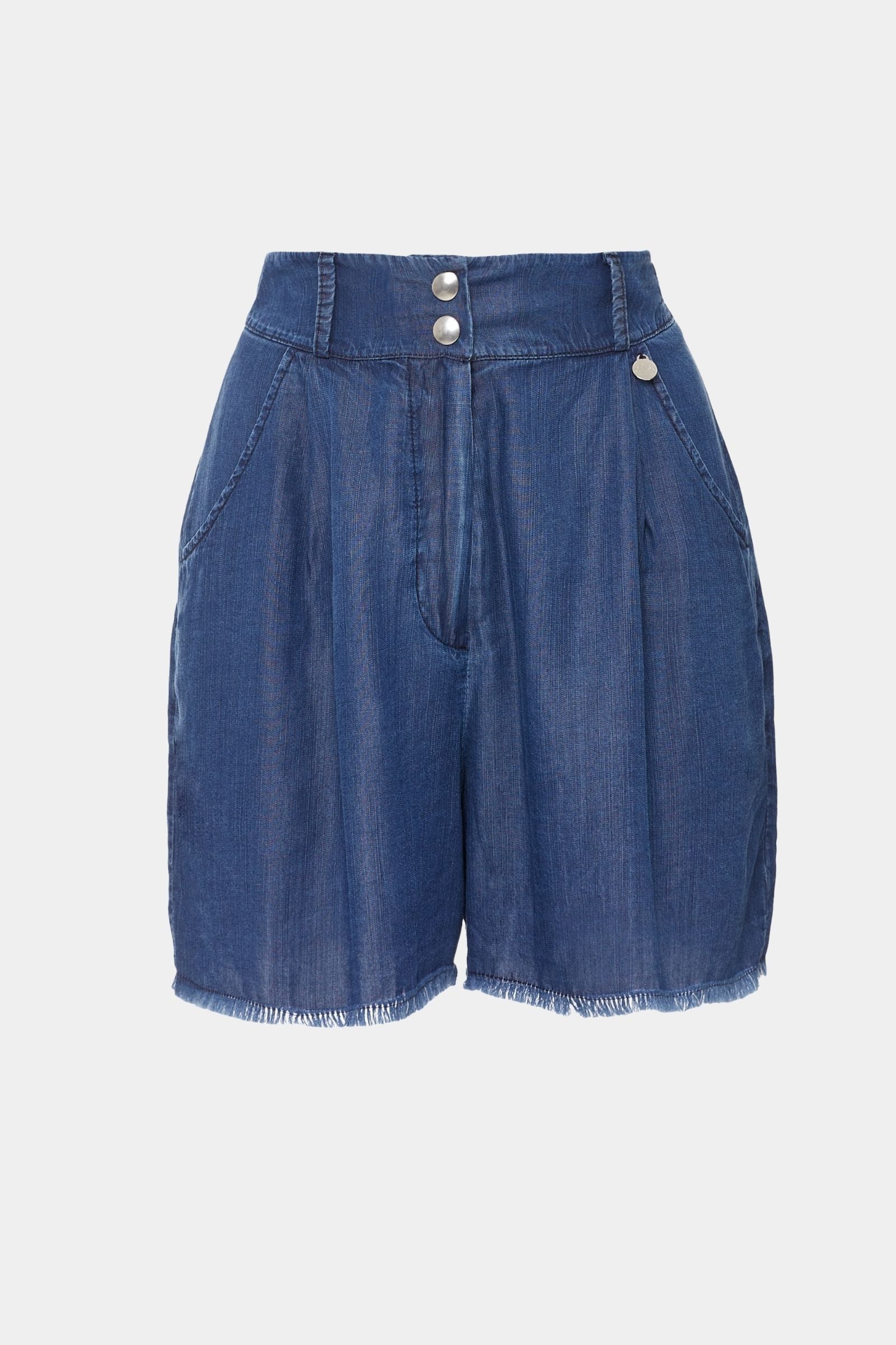 Pantalón corto azul vaquero con pinzas - lolitasyl.com