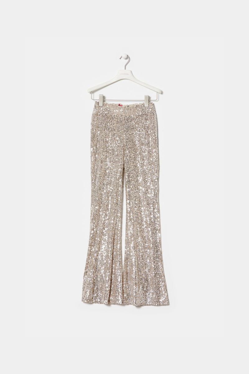 Pantalon crema lentejuelas acampanado LolitasyL - lolitasyl.com