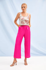 Pantalon fucsia de saten con goma LolitasyL - lolitasyl.com