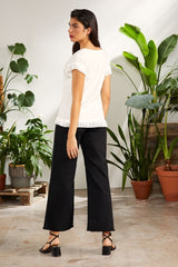 Pantalón negro ancho con flecos