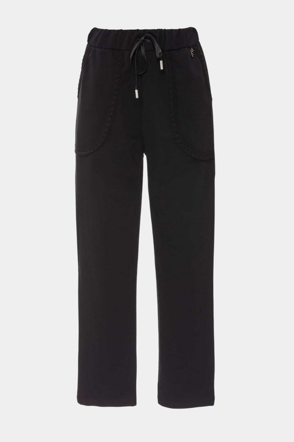 Pantalón negro básico bolsillos bordados - lolitasyl.com