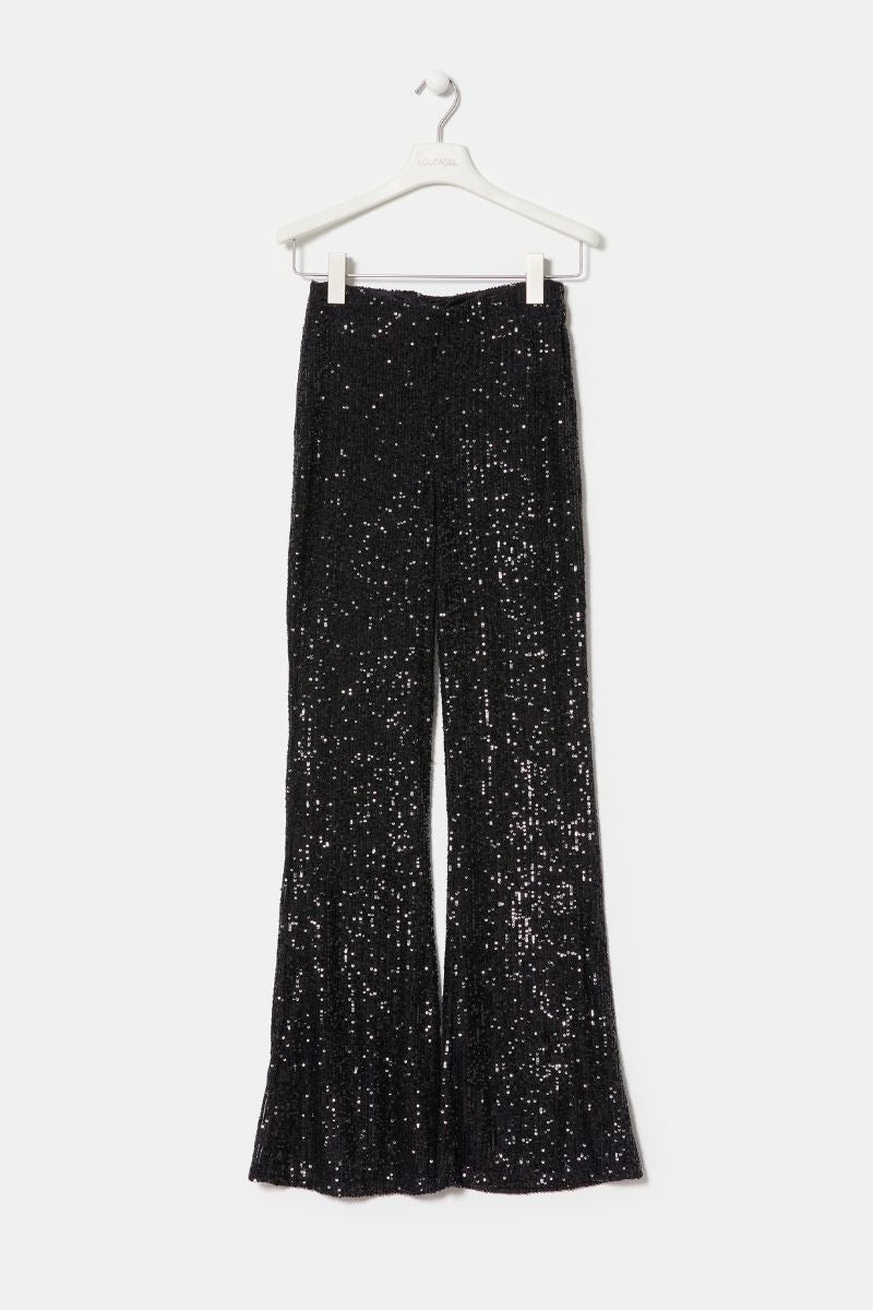 Pantalon negro lentejuelas acampanado LolitasyL - lolitasyl.com