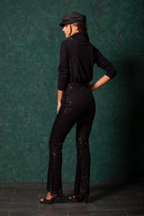 Pantalon negro lentejuelas acampanado LolitasyL - lolitasyl.com