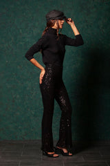 Pantalon negro lentejuelas acampanado LolitasyL - lolitasyl.com