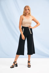 Pantalon negro pierna elefante tapetas de rayas Lolitas&L - lolitasyl.com