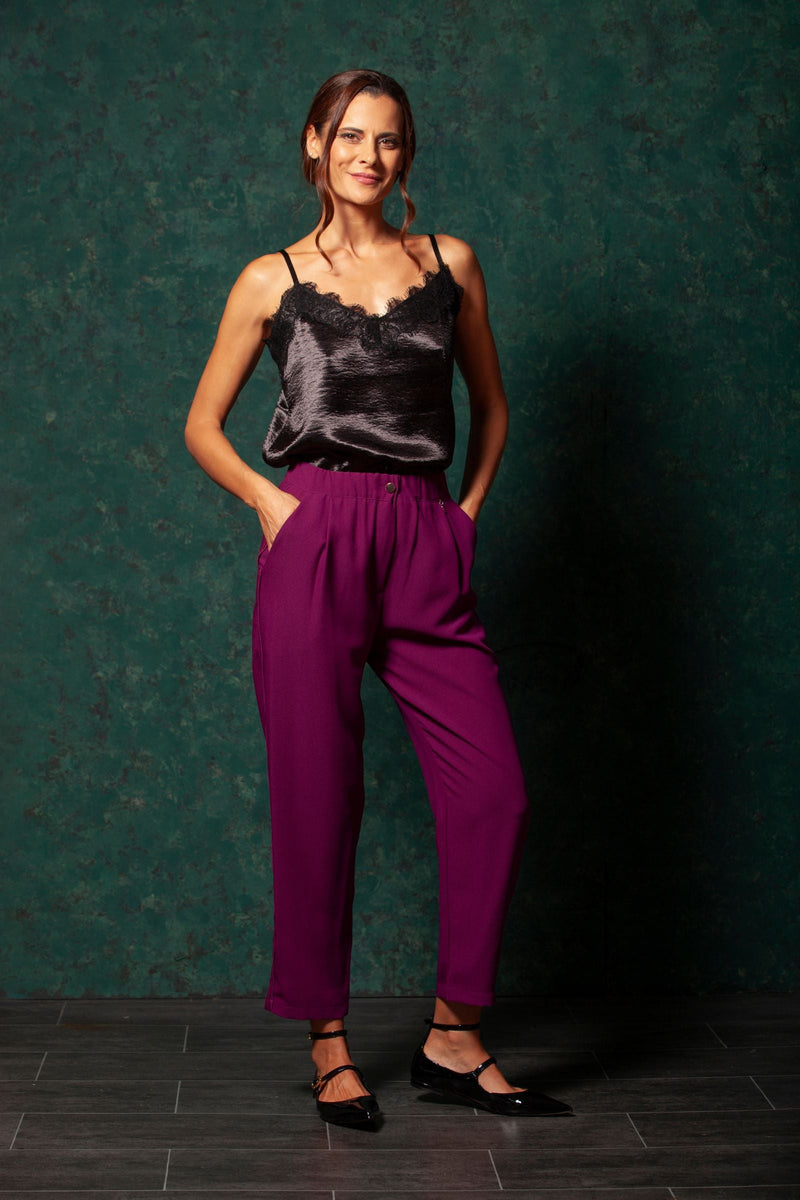 Pantalon orchidea con pinzas y bolsillos LolitasyL - lolitasyl.com