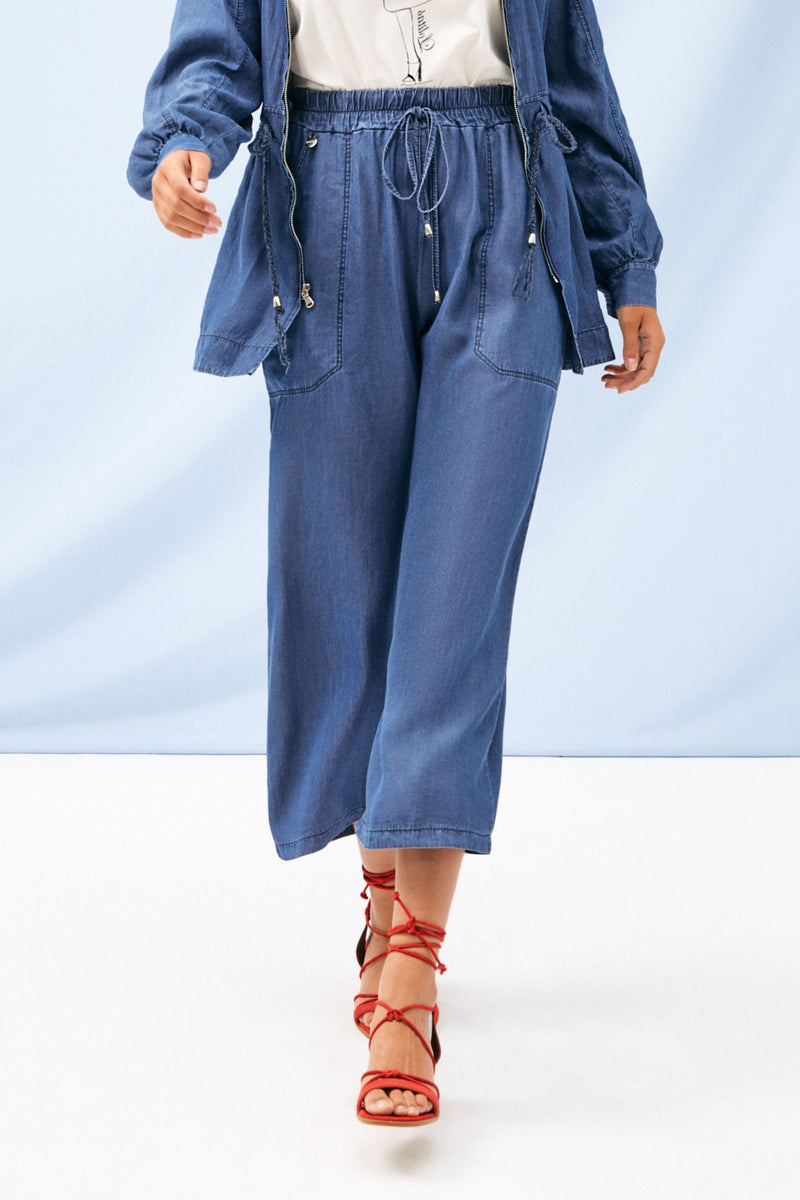 Pantalon vaquero azu ancho con goma y bolsillos LolitasyL - lolitasyl.com