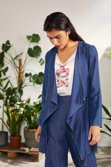 Pantalón vaquero azul ancho botones dorados - lolitasyl.com