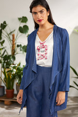 Pantalón vaquero azul ancho botones dorados - lolitasyl.com
