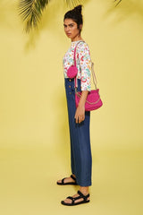 Pantalón vaquero azul ancho botones dorados - lolitasyl.com