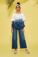 Pantalon vaquero azul bolsillos delantero campana - lolitasyl.com