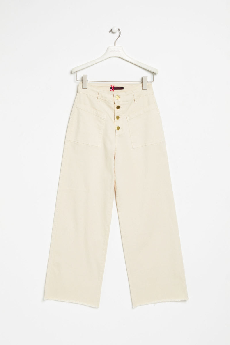 Pantalon vaquero crema con bolsillos delantero Lolitas&L - lolitasyl.com